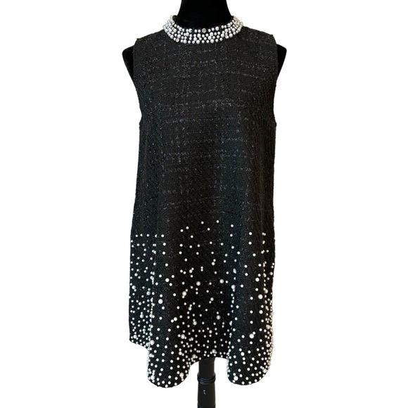 Tweed Pearl Embellished Shift Dress Small - Picture 2 of 13